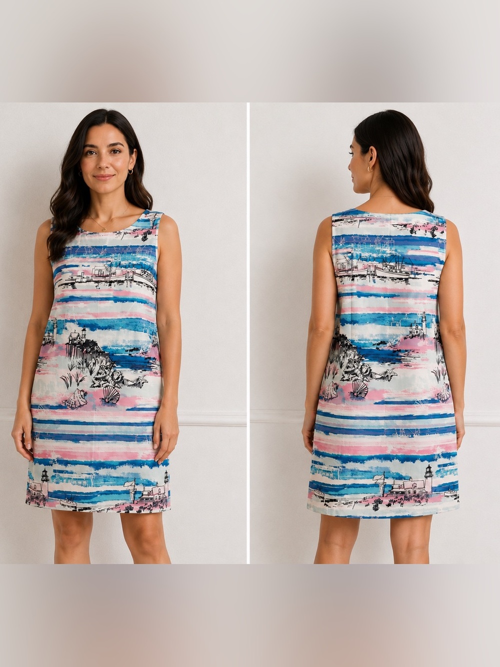 Talbots Beach Scenes Watercolor Petite Dress, Coverup, Top Size 16P NWT